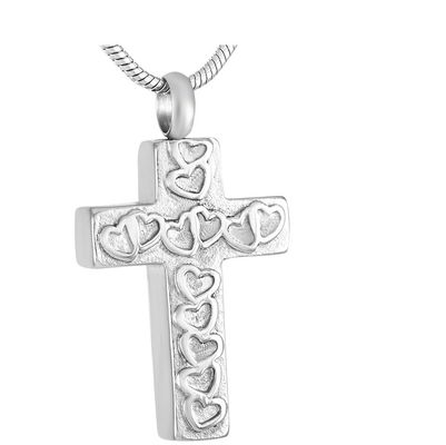 Memory Heart In My Cross Cremation Pendant Engravable Memorial Ash Keepsake Necklace
